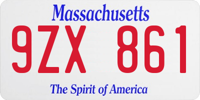 MA license plate 9ZX861