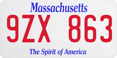 MA license plate 9ZX863