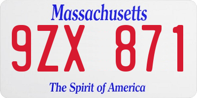 MA license plate 9ZX871