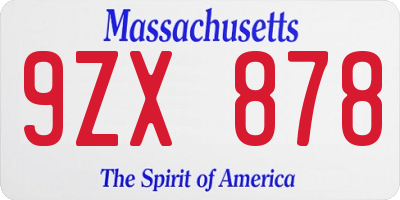 MA license plate 9ZX878