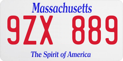 MA license plate 9ZX889