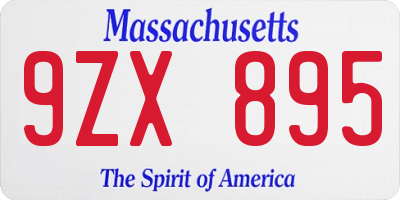 MA license plate 9ZX895