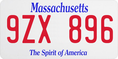 MA license plate 9ZX896