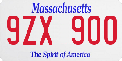 MA license plate 9ZX900