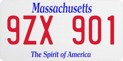 MA license plate 9ZX901