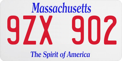 MA license plate 9ZX902