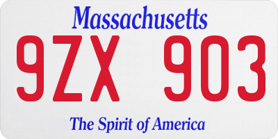 MA license plate 9ZX903