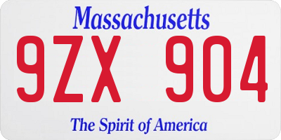 MA license plate 9ZX904