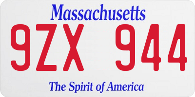 MA license plate 9ZX944