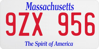MA license plate 9ZX956