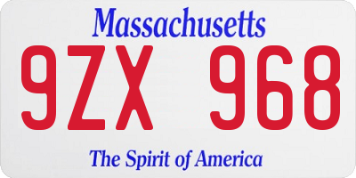 MA license plate 9ZX968