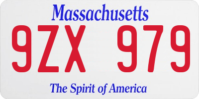 MA license plate 9ZX979