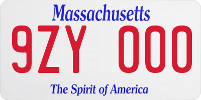 MA license plate 9ZY000