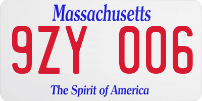 MA license plate 9ZY006
