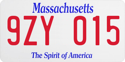 MA license plate 9ZY015
