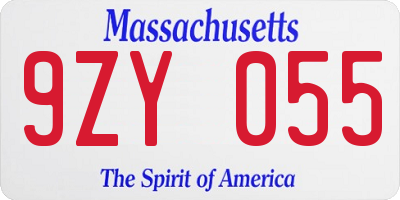 MA license plate 9ZY055