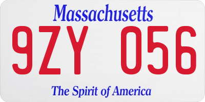 MA license plate 9ZY056