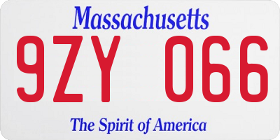 MA license plate 9ZY066