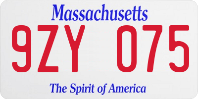 MA license plate 9ZY075