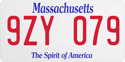 MA license plate 9ZY079