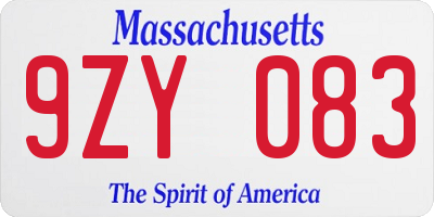 MA license plate 9ZY083