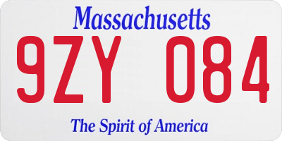 MA license plate 9ZY084