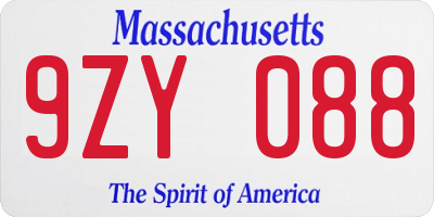 MA license plate 9ZY088