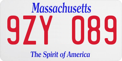 MA license plate 9ZY089