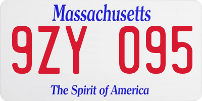MA license plate 9ZY095