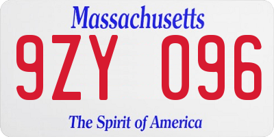 MA license plate 9ZY096