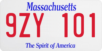 MA license plate 9ZY101
