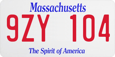 MA license plate 9ZY104