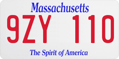 MA license plate 9ZY110