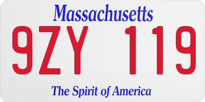 MA license plate 9ZY119