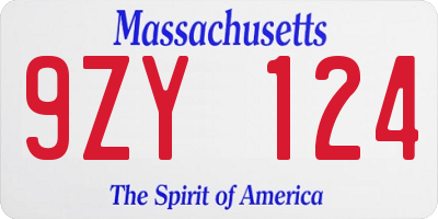 MA license plate 9ZY124