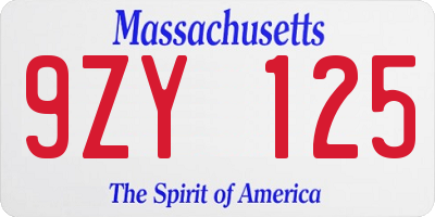 MA license plate 9ZY125