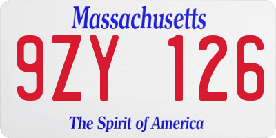 MA license plate 9ZY126