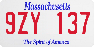 MA license plate 9ZY137