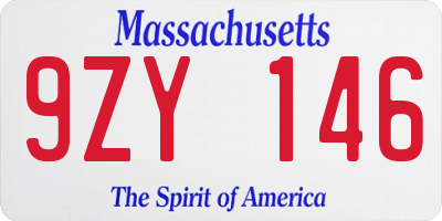 MA license plate 9ZY146