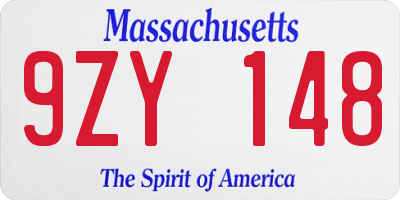 MA license plate 9ZY148