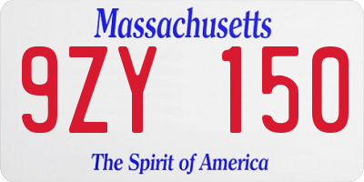 MA license plate 9ZY150