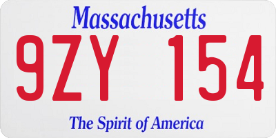 MA license plate 9ZY154