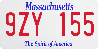 MA license plate 9ZY155