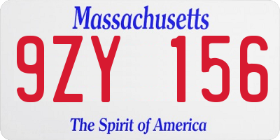 MA license plate 9ZY156