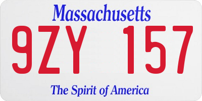 MA license plate 9ZY157