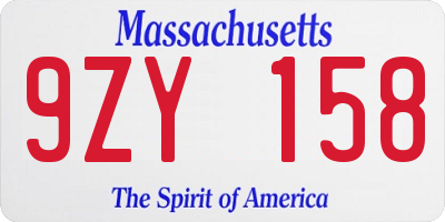 MA license plate 9ZY158