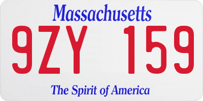 MA license plate 9ZY159