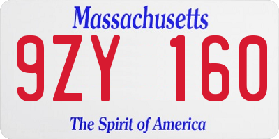 MA license plate 9ZY160