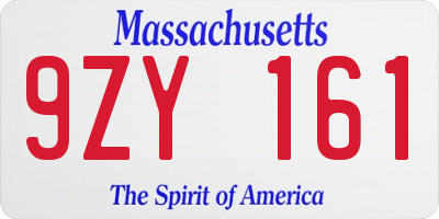 MA license plate 9ZY161