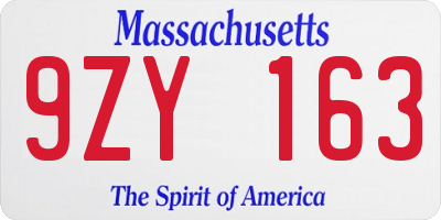 MA license plate 9ZY163